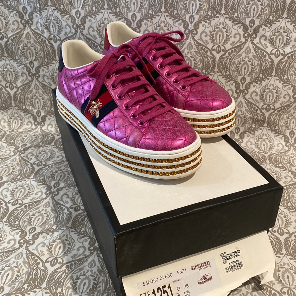 GUCCI ACE SNEAKERS with Crystal Platform